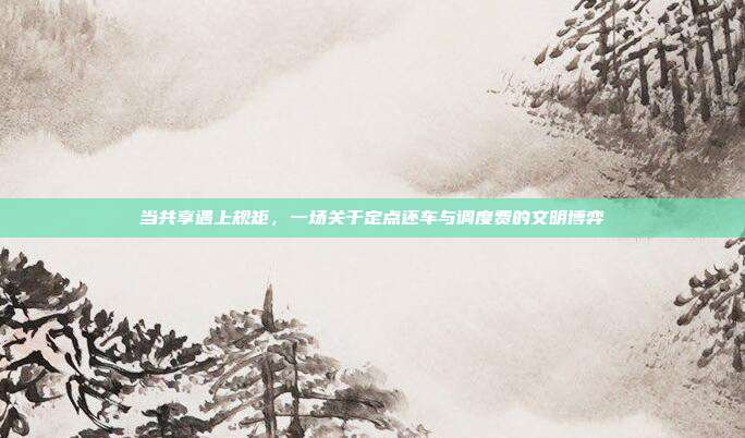 当共享遇上规矩,一场关于定点还车与调度费的文明博弈