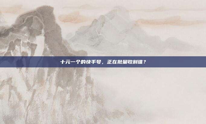 十元一个的快手号,正在批量收割谁?