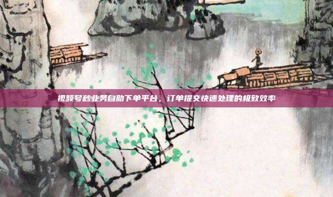 视频号秒业务自助下单平台，订单提交快速处理的极致效率
