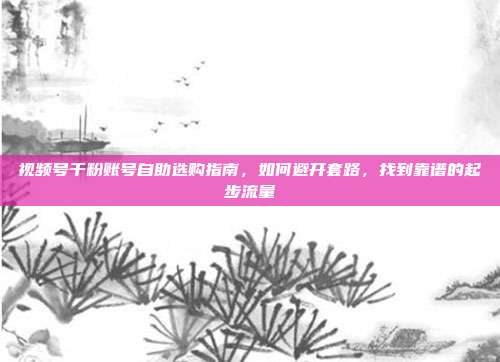 视频号千粉账号自助选购指南,如何避开套路,找到靠谱的起步流量