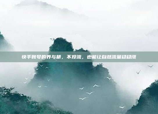 快手账号的养与耕,不投流,也能让自然流量稳稳涨