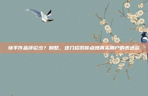 快手作品评论少？别愁，这几招帮你点燃真实用户的表达欲