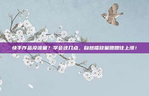 快手作品没流量?学会这几点,自然播放量蹭蹭往上涨!