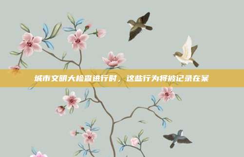 城市文明大检查进行时,这些行为将被记录在案