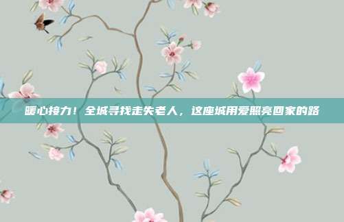 暖心接力!全城寻找走失老人,这座城用爱照亮回家的路