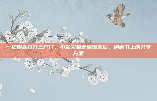 一把钥匙打开三户门,小区邻里矛盾爆发后,调解书上的共享方案