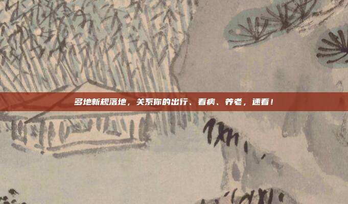 多地新规落地，关系你的出行、看病、养老，速看！