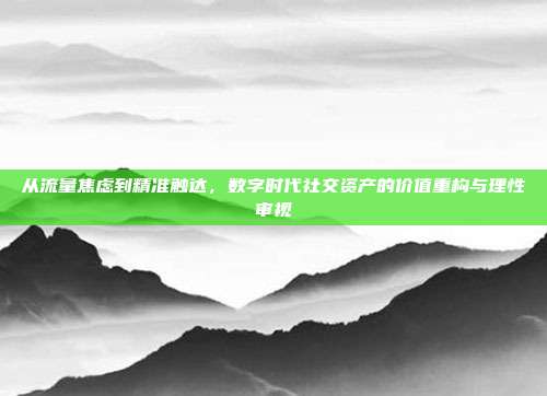 从流量焦虑到精准触达,数字时代社交资产的价值重构与理性审视