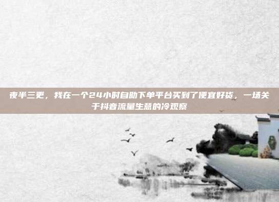 夜半三更,我在一个24小时自助下单平台买到了便宜好货,一场关于抖音流量生意的冷观察