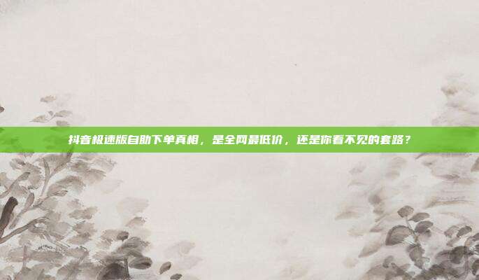 抖音极速版自助下单真相,是全网最低价,还是你看不见的套路?