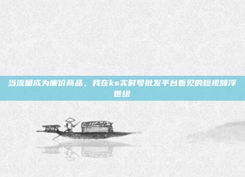 当流量成为廉价商品,我在ks实时号批发平台看见的短视频浮世绘