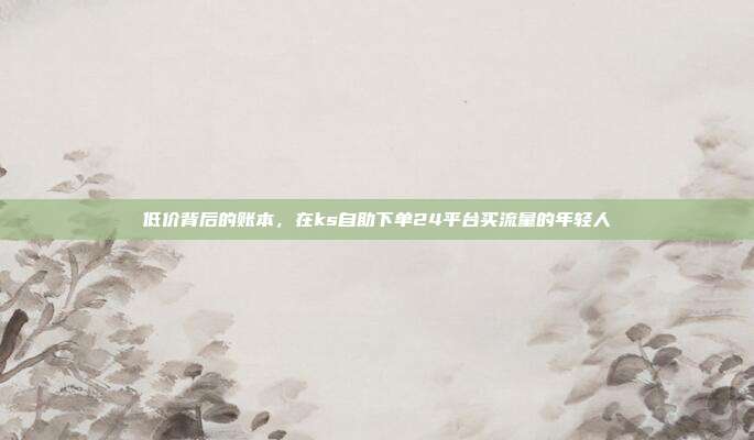 低价背后的账本,在ks自助下单24平台买流量的年轻人