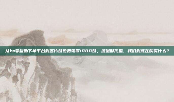从ks号自助下单平台到名片赞免费领取1000赞，流量时代里，我们到底在购买什么？