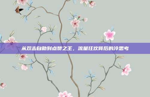 从双击自助到点赞之王，流量狂欢背后的冷思考