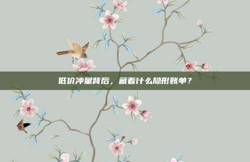 低价冲量背后,藏着什么隐形账单?