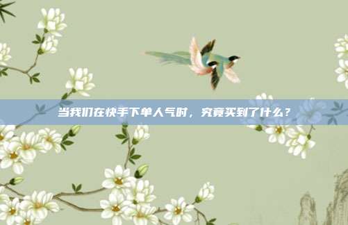 当我们在快手下单人气时,究竟买到了什么?