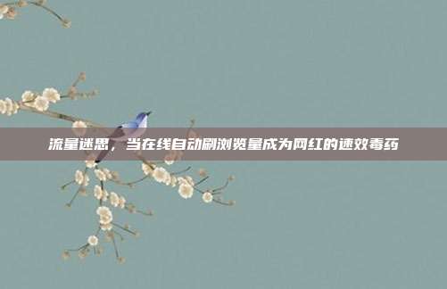 流量迷思,当在线自动刷浏览量成为网红的速效毒药