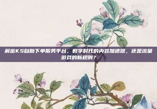解密KS自助下单服务平台，数字时代的内容加速器，还是流量游戏的新规则？