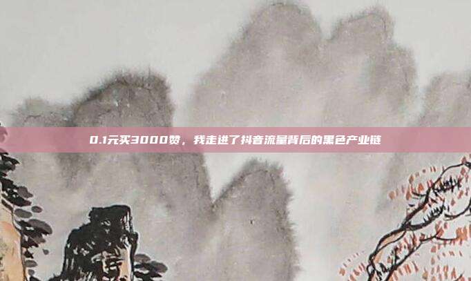 0.1元买3000赞,我走进了抖音流量背后的黑色产业链