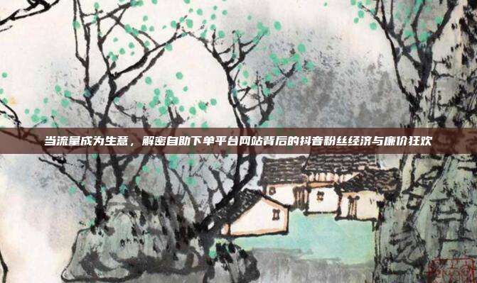 当流量成为生意，解密自助下单平台网站背后的抖音粉丝经济与廉价狂欢