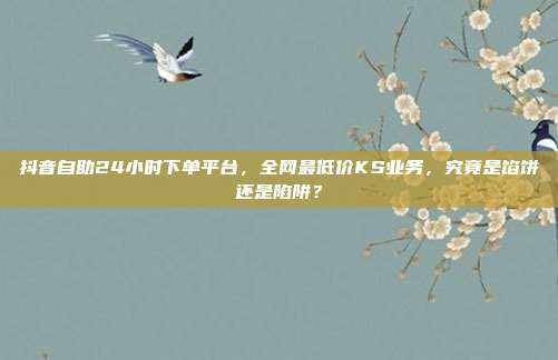 抖音自助24小时下单平台,全网最低价KS业务,究竟是馅饼还是陷阱?