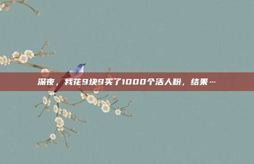 深夜,我花9块9买了1000个活人粉,结果…
