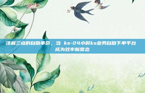 凌晨三点的自助革命,当 ks-24小时ks业务自助下单平台 成为效率新常态