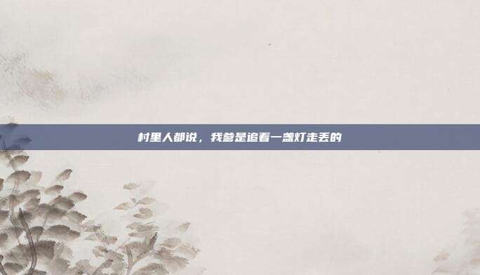 村里人都说,我爹是追着一盏灯走丢的