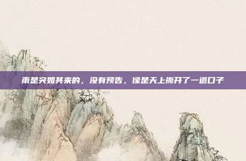 雨是突如其来的，没有预告，像是天上撕开了一道口子