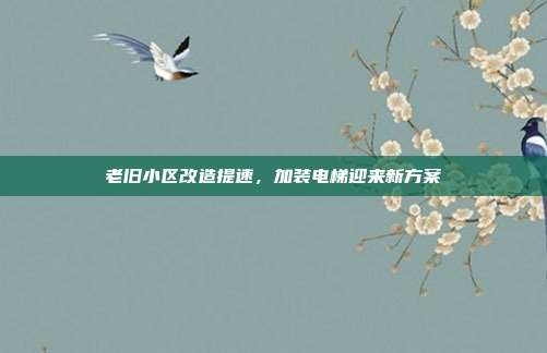 老旧小区改造提速,加装电梯迎来新方案