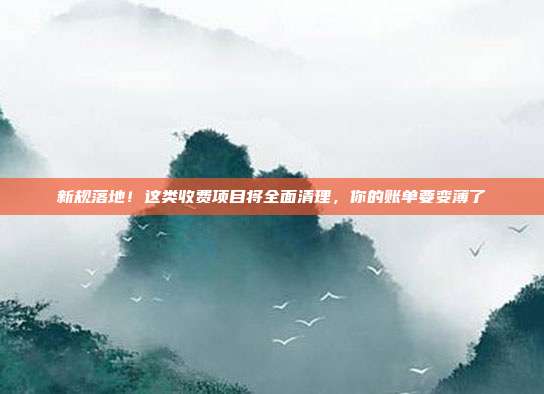 新规落地!这类收费项目将全面清理,你的账单要变薄了