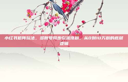 小红书矩阵玩法,多账号同步引流涨粉,从0到10万粉的底层逻辑