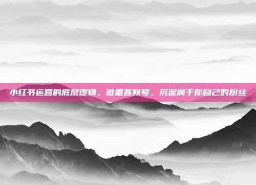 小红书运营的底层逻辑,做垂直账号,沉淀属于你自己的粉丝