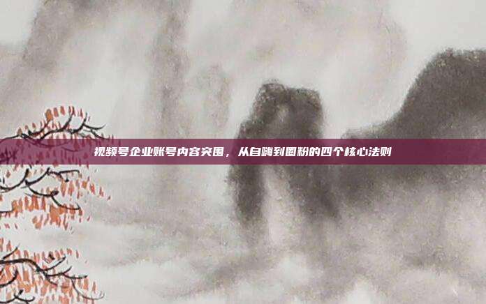 视频号企业账号内容突围，从自嗨到圈粉的四个核心法则