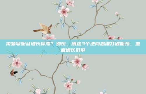 视频号粉丝增长停滞?别慌,用这3个逆向思维打破瓶颈,重启增长引擎