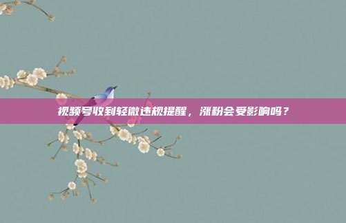 视频号收到轻微违规提醒,涨粉会受影响吗?