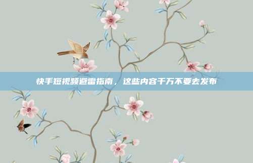 快手短视频避雷指南,这些内容千万不要去发布