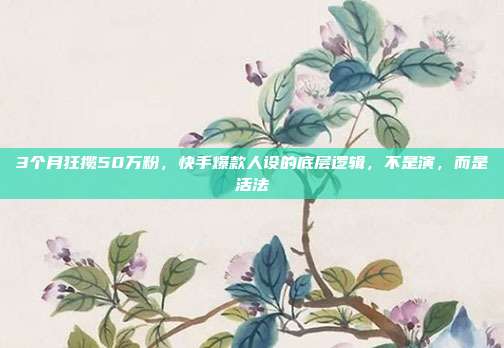 3个月狂揽50万粉，快手爆款人设的底层逻辑，不是演，而是活法