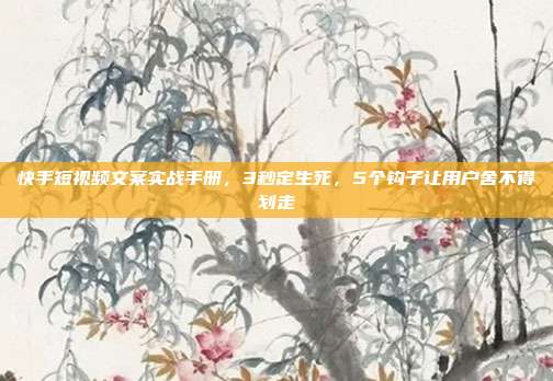 快手短视频文案实战手册,3秒定生死,5个钩子让用户舍不得划走