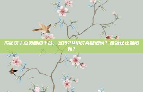 揭秘快手点赞自助平台,宣传24小时真能秒到?是捷径还是陷阱?