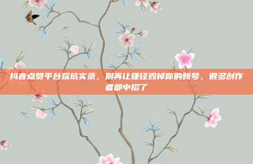 抖音点赞平台踩坑实录,别再让捷径毁掉你的账号,很多创作者都中招了