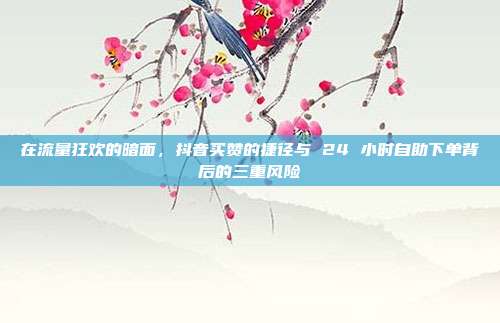 在流量狂欢的暗面,抖音买赞的捷径与 24 小时自助下单背后的三重风险
