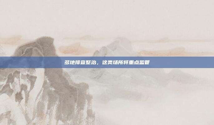 多地排查整治,这类场所将重点监管
