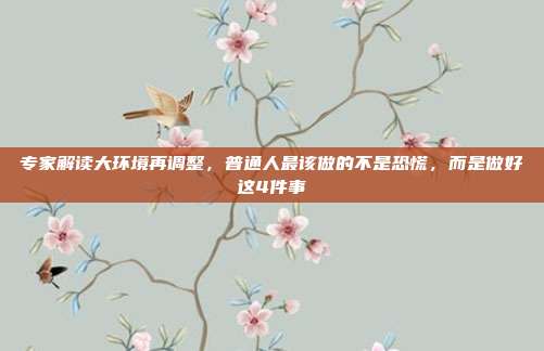 专家解读大环境再调整，普通人最该做的不是恐慌，而是做好这4件事