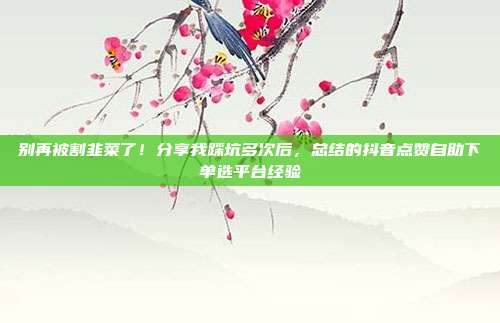别再被割韭菜了!分享我踩坑多次后,总结的抖音点赞自助下单选平台经验