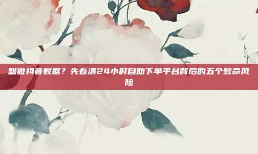 想做抖音数据?先看清24小时自助下单平台背后的五个致命风险