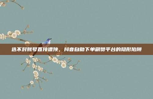 选不对账号直接遭殃,抖音自助下单刷赞平台的隐形陷阱