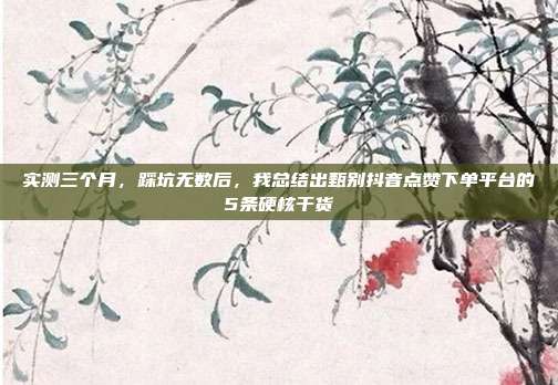 实测三个月,踩坑无数后,我总结出甄别抖音点赞下单平台的5条硬核干货