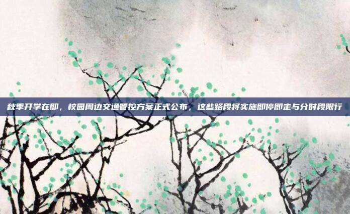 秋季开学在即,校园周边交通管控方案正式公布,这些路段将实施即停即走与分时段限行
