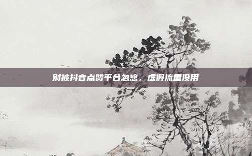 别被抖音点赞平台忽悠，虚假流量没用